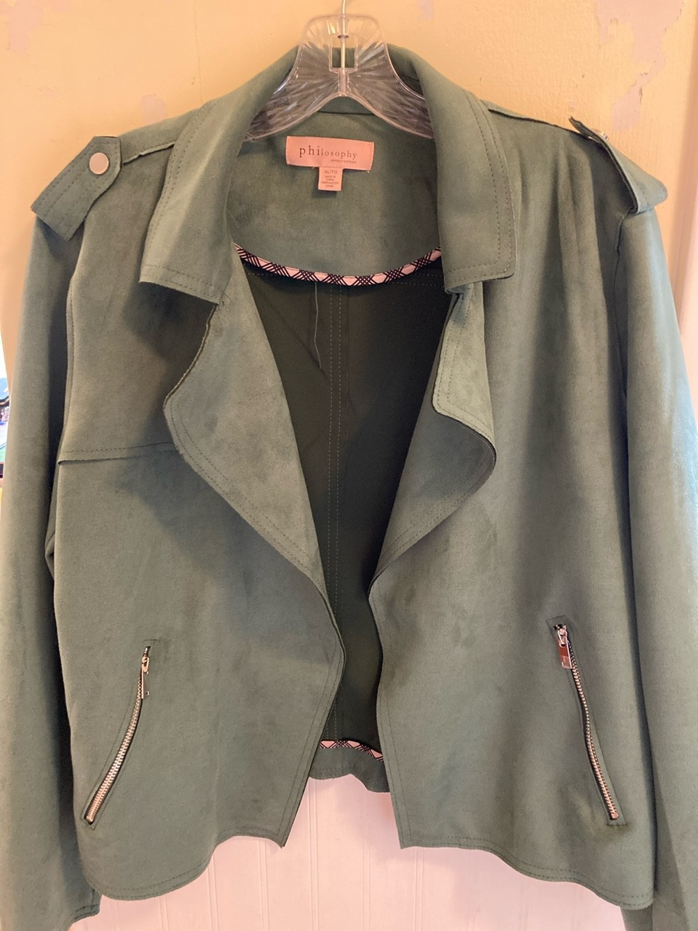 Philosophy Faux Suede Open Front Jacket